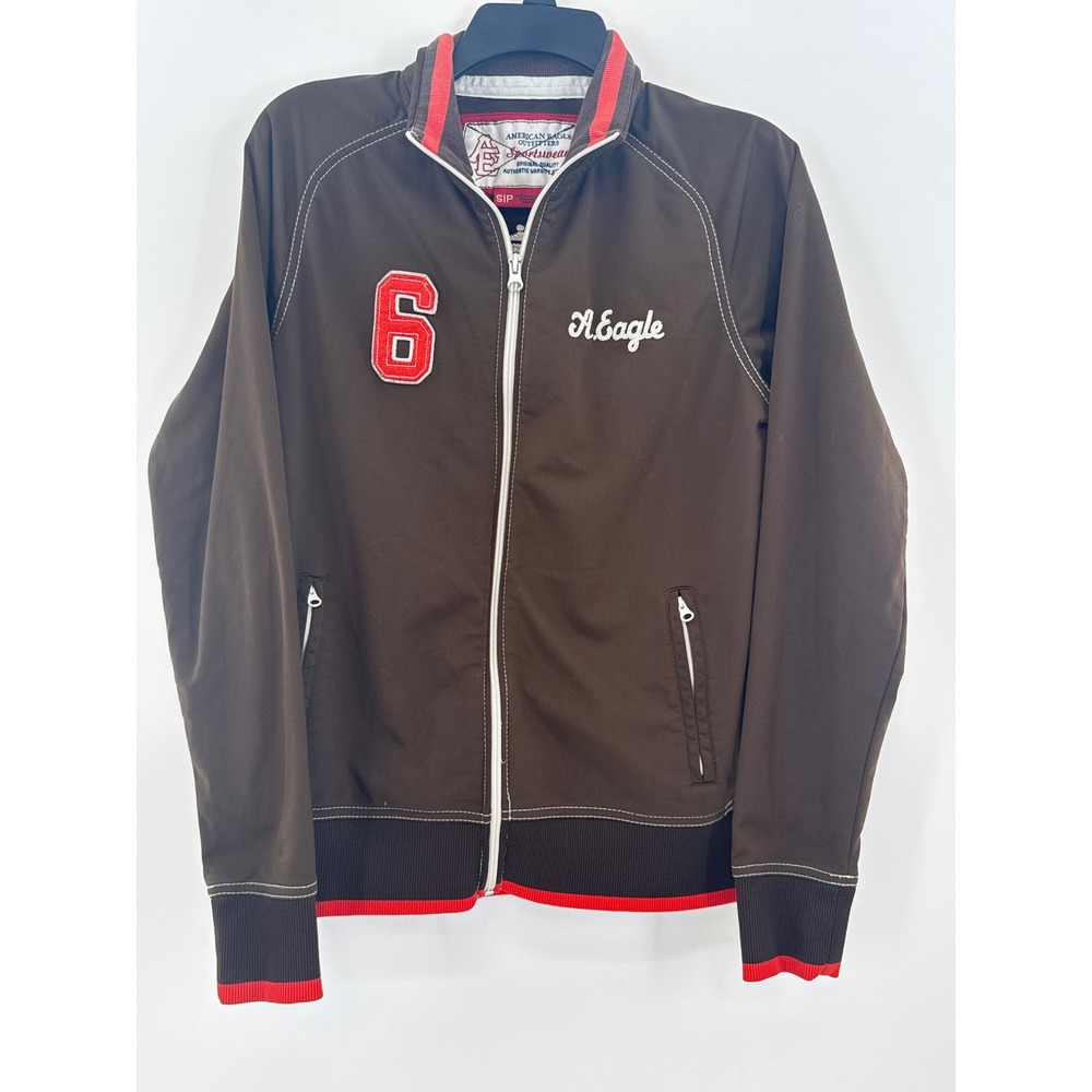 American Eagle Sportswear Mens Brown Varsity Track Jacket Full Zip Small‎ S/P